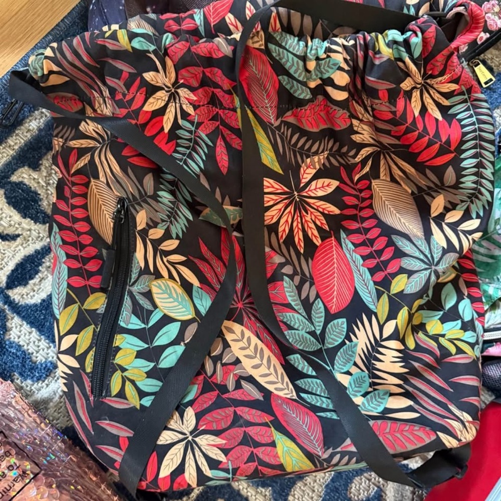 Colorful Leaf Print Backpack - image 1